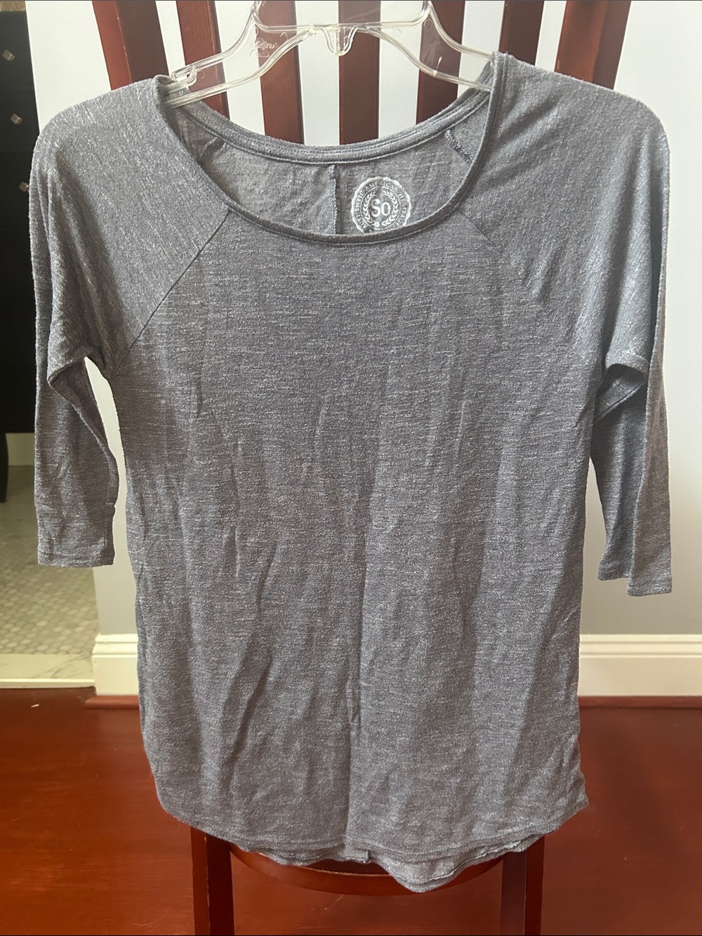 SO Gray Lightweight Scoop Neck Long Sleeve Tee